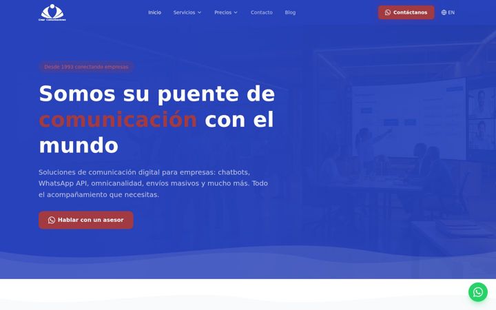 Snímek obrazovky crearcomunicaciones.net