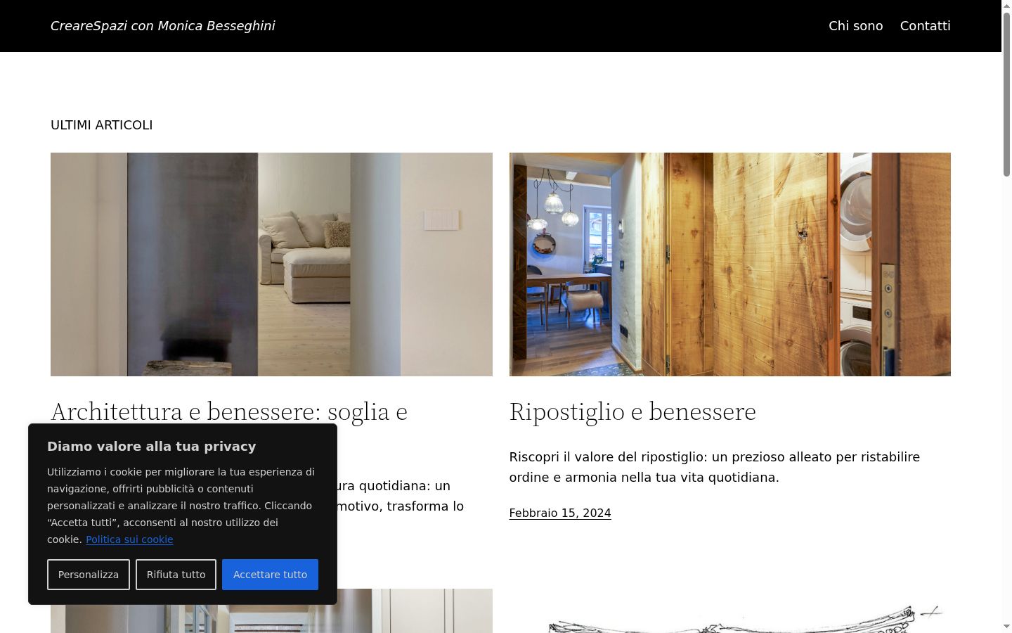 Screenshot del banner di consenso mostrato prima di qualsiasi interazione