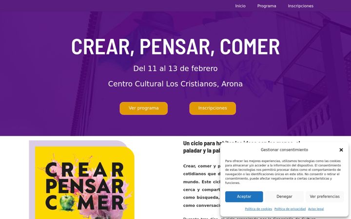 Screenshot of crearpensarycomer.com