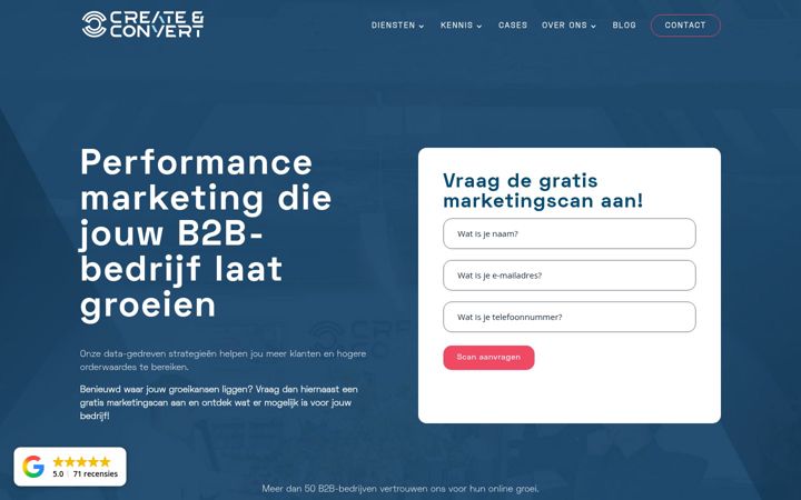 Captură de ecran a create-convert.nl