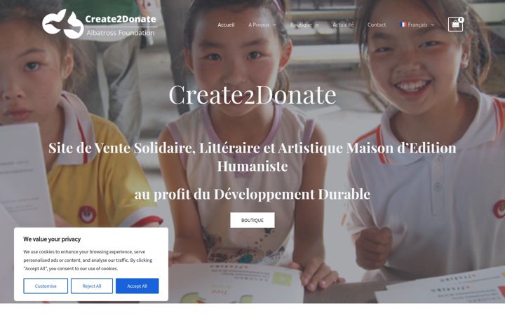 Ekrano kopija create2donate.org