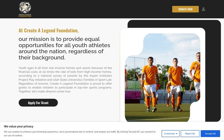 Screenshot of createalegendfoundation.com