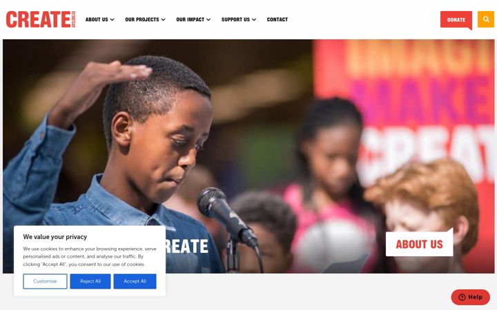 Screenshot of createarts.org.uk