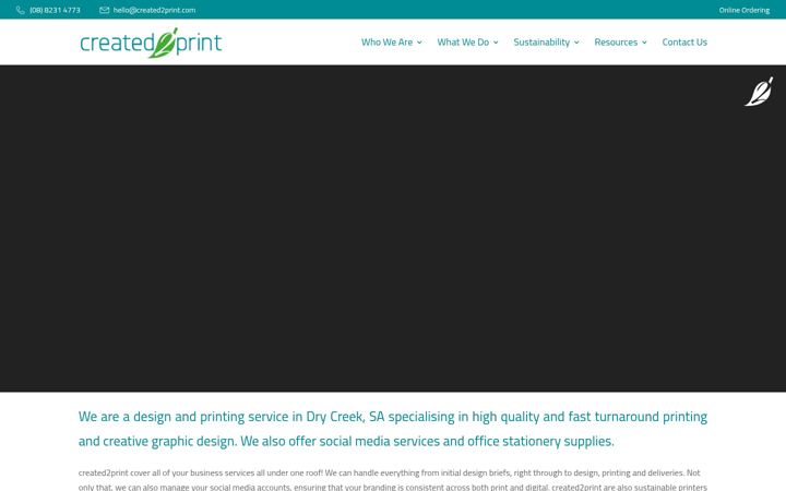 Screenshot of created2print.com