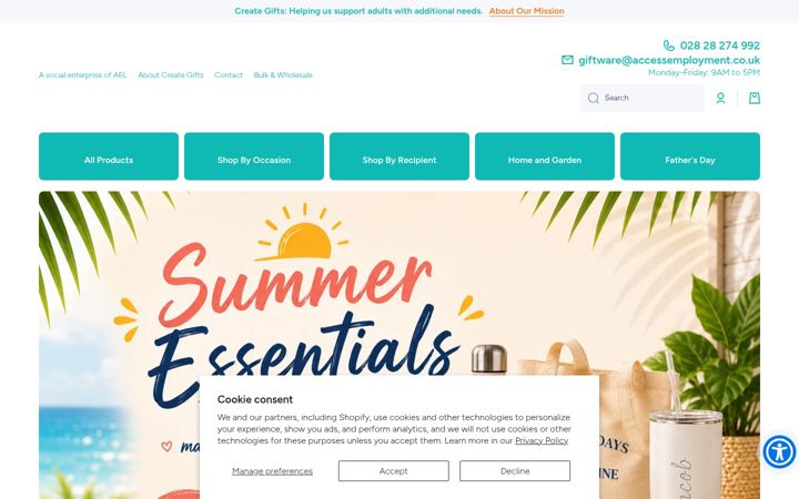 Screenshot of creategifts.co.uk