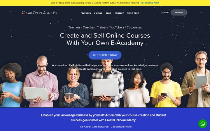 Screenshot of createonlineacademy.com