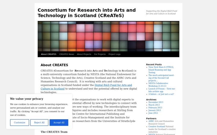 Screenshot of creates.stir.ac.uk