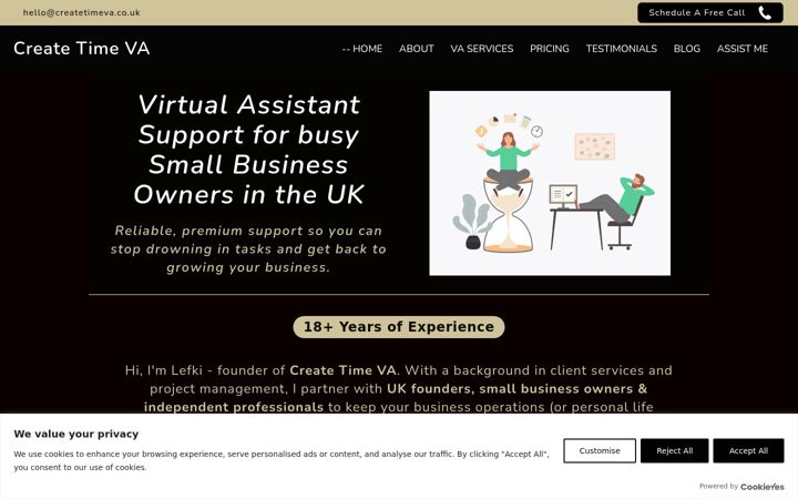 Screenshot of createtimeva.co.uk