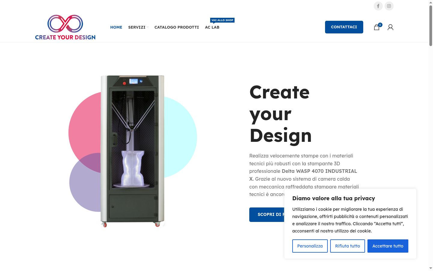 Screenshot del banner di consenso mostrato prima di qualsiasi interazione