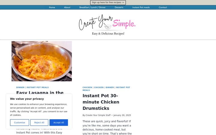 Screenshot of createyoursimple.com