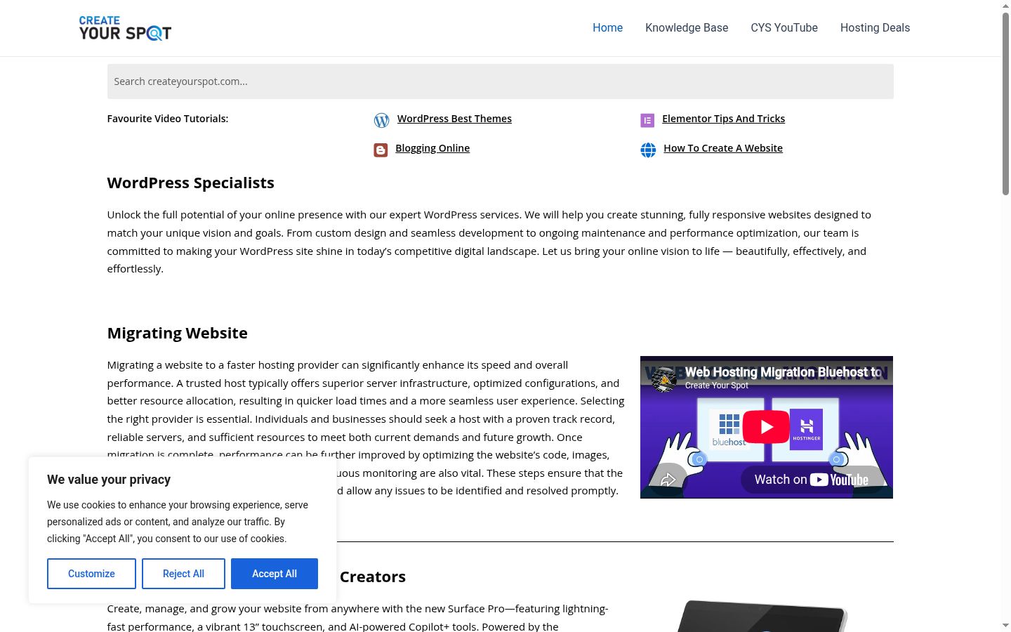 Screenshot of the consent banner shown before any interaction