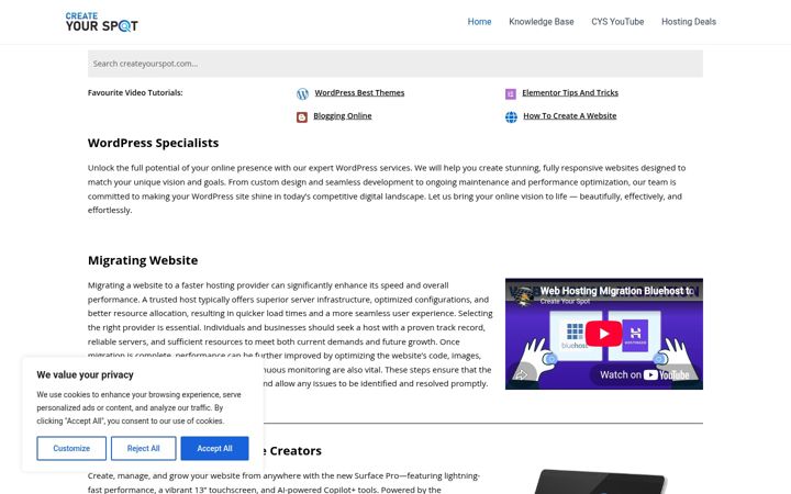 Screenshot of createyourspot.com