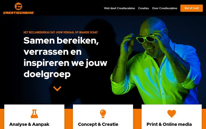 Ekrano kopija creatiecabine.nl