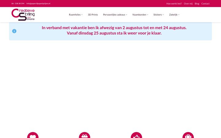 Screenshot of creatievestyling.nl