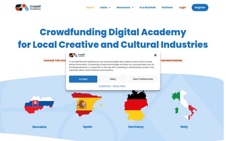 Screenshot of creatifacademy.eu