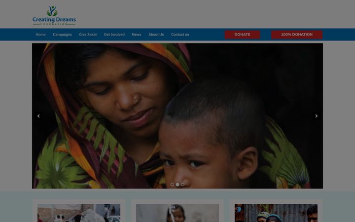 Screenshot of creatingdreamsfoundation.org