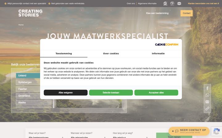 Екранна снимка на creatingstories.nl