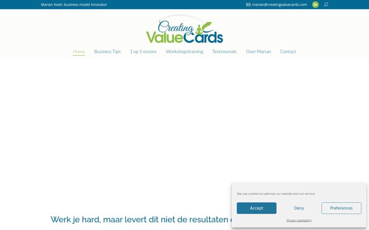 Screenshot of creatingvaluecards.com