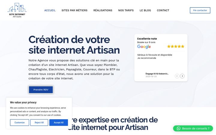 Screenshot of creation-site-internet-artisan.com