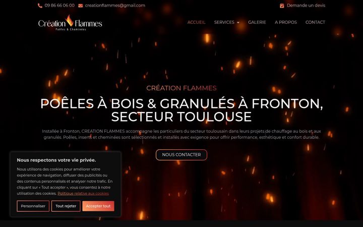 Screenshot of creationflammes.fr