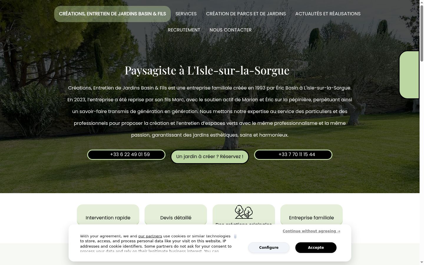 Screenshot of the consent banner shown before any interaction