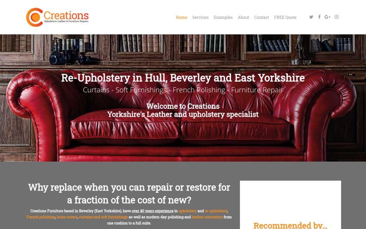 Screenshot of creationsfurniture.co.uk