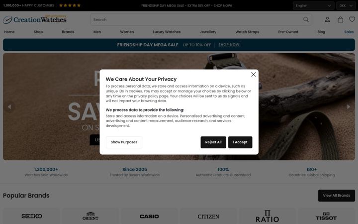 Screenshot of creationwatches.com