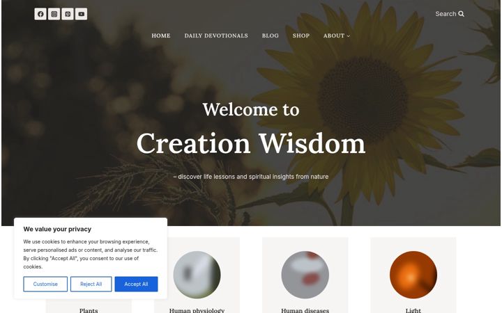 Screenshot of creationwisdom.com