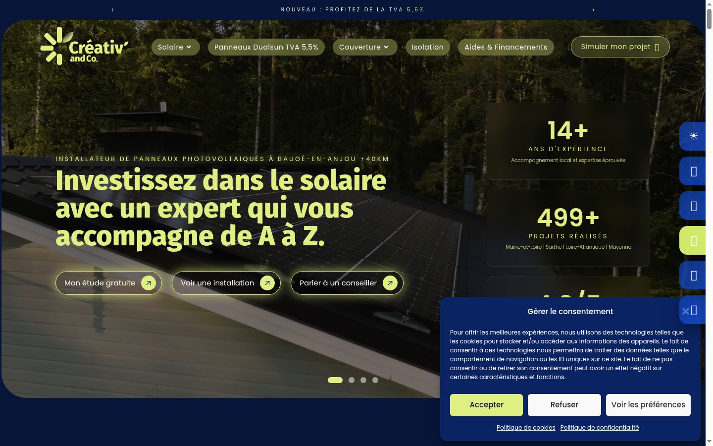 Screenshot del banner di consenso mostrato prima di qualsiasi interazione