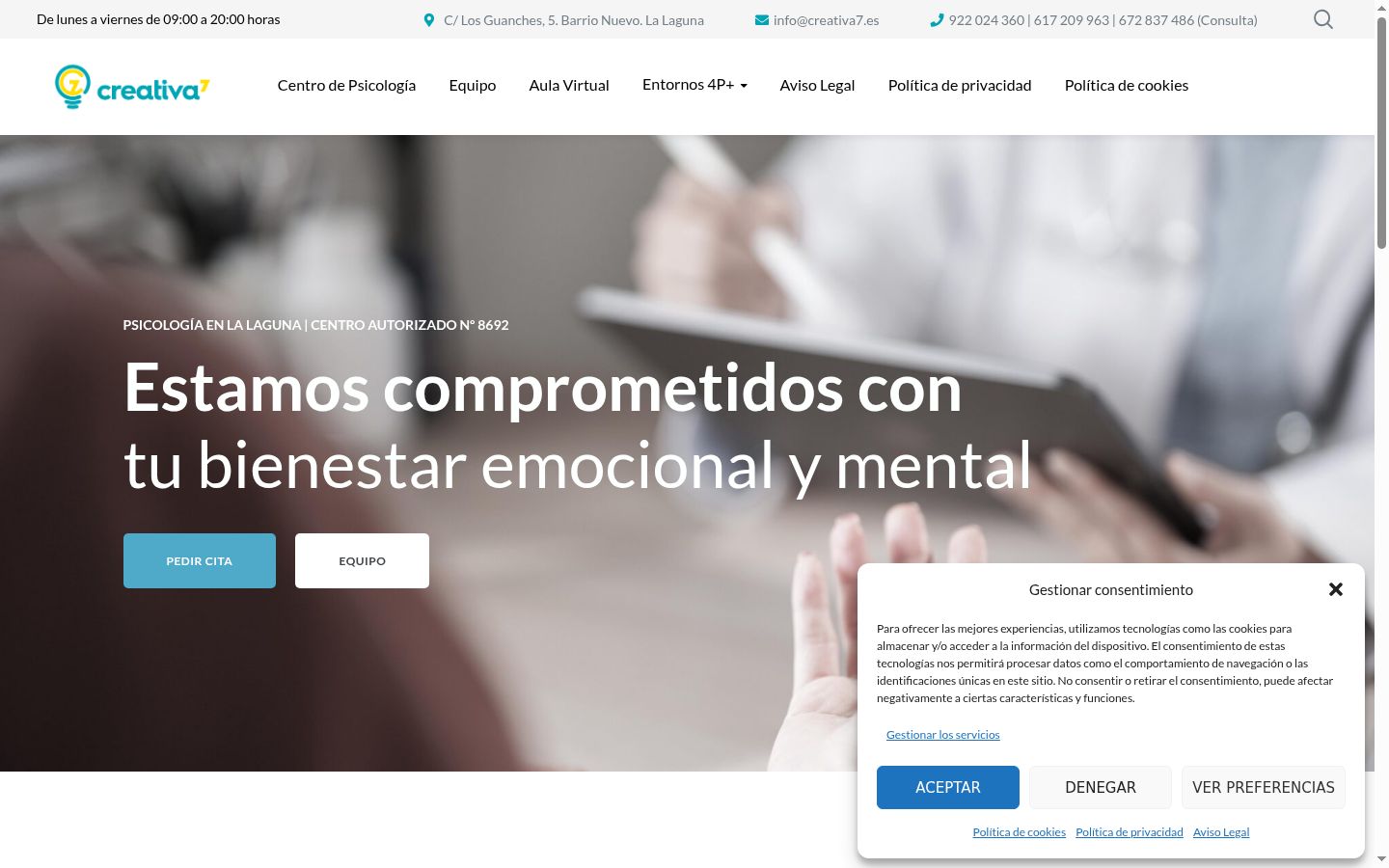 Screenshot del banner di consenso mostrato prima di qualsiasi interazione