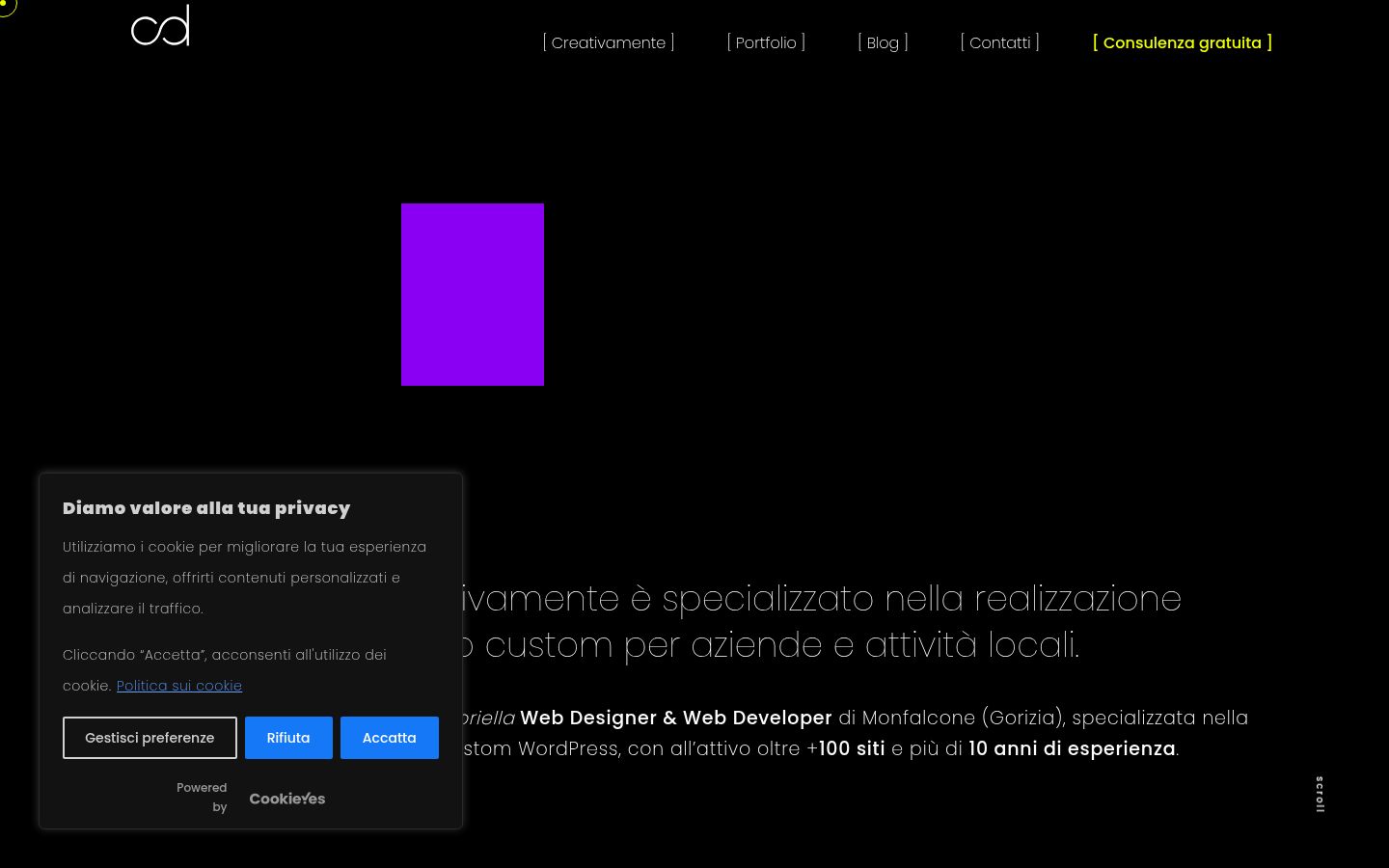 Captura de ecrã do banner de consentimento apresentado antes de qualquer interação
