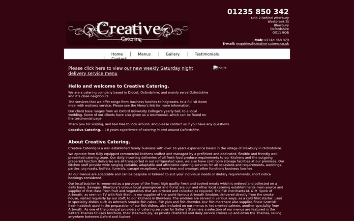 Screenshot of creative-caterer.co.uk