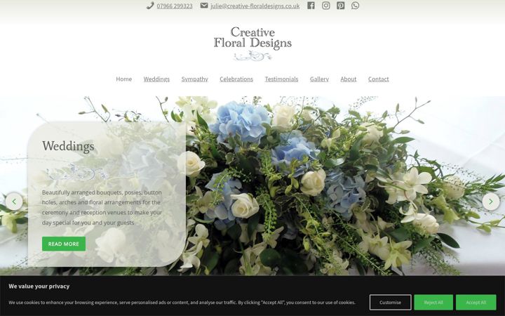Screenshot of creative-floraldesigns.co.uk