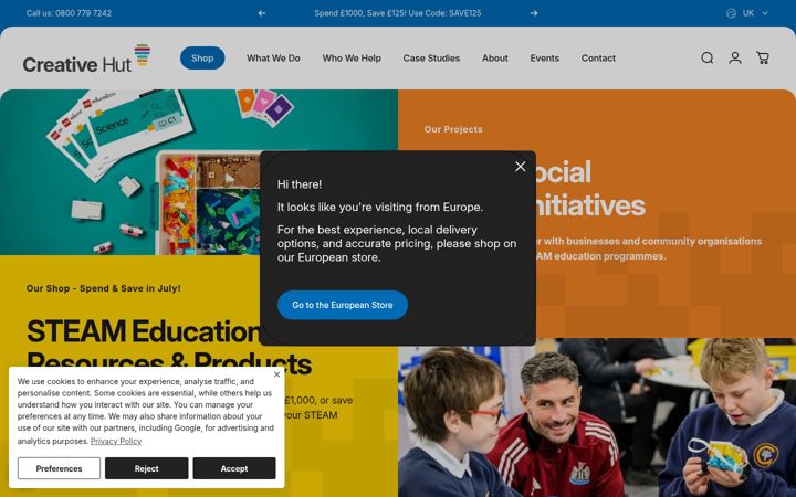 Screenshot of creative-hut.com