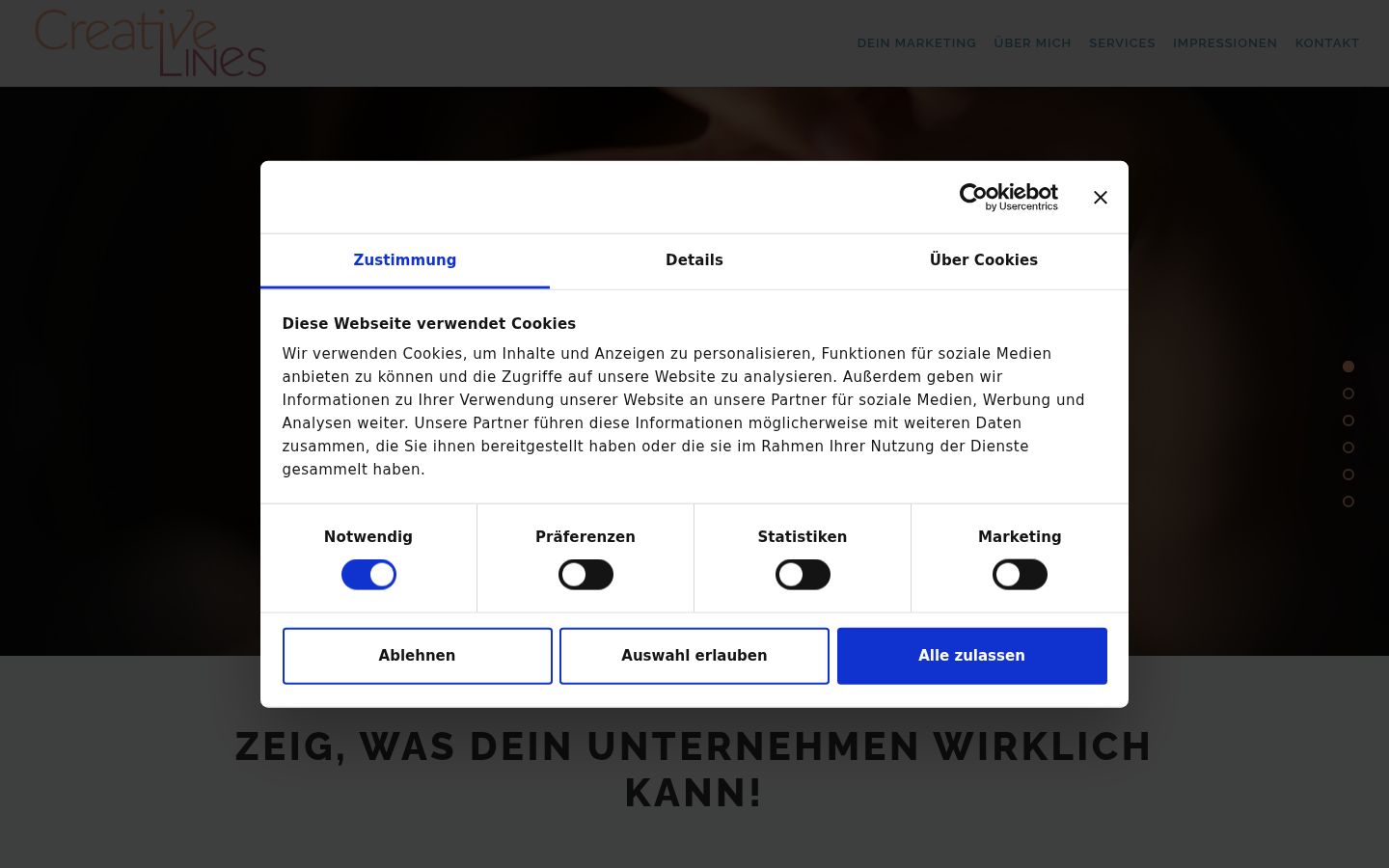 Screenshot of the consent banner shown before any interaction