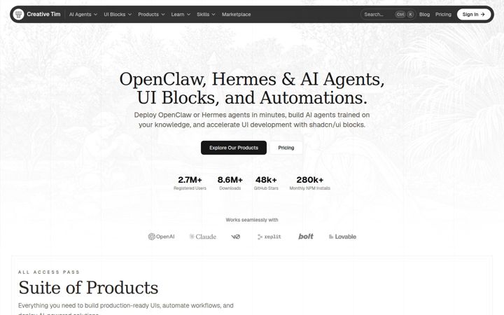 Screenshot von creative-tim.com