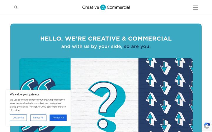 Screenshot of creativeandcommercial.co.uk