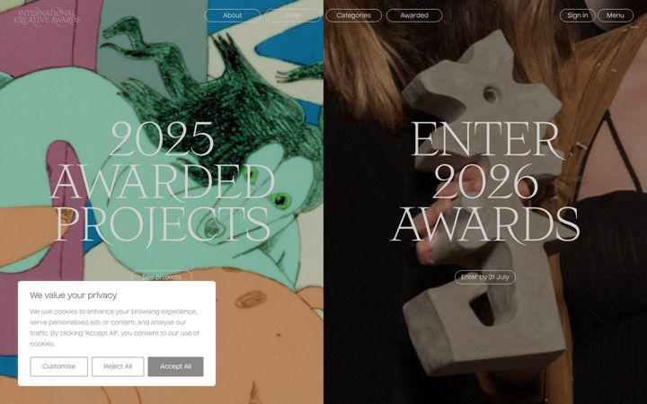 Screenshot of creativeawards.international