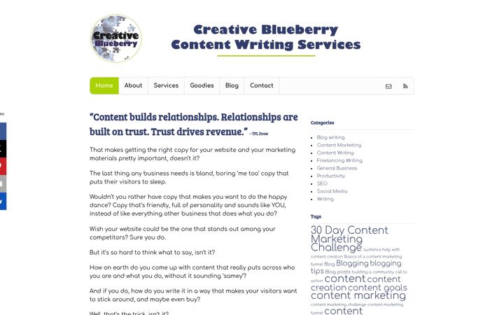 Screenshot of creativeblueberry.com