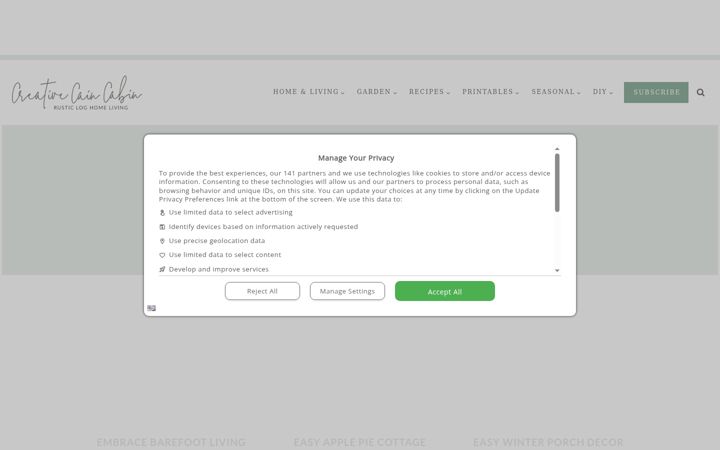 Screenshot of creativecaincabin.com