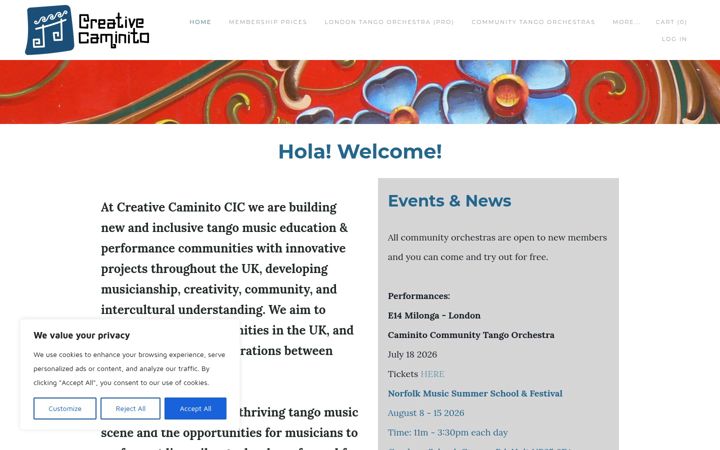 Screenshot of creativecaminito.org