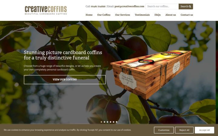 Screenshot ta' creativecoffins.co.uk