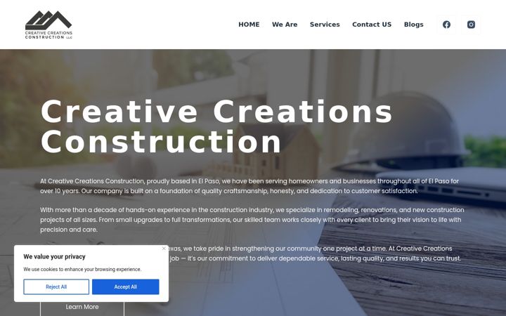Screenshot of creativecreationsconstruction.com