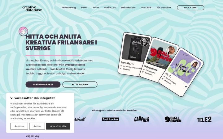 Screenshot of creativedatabase.io