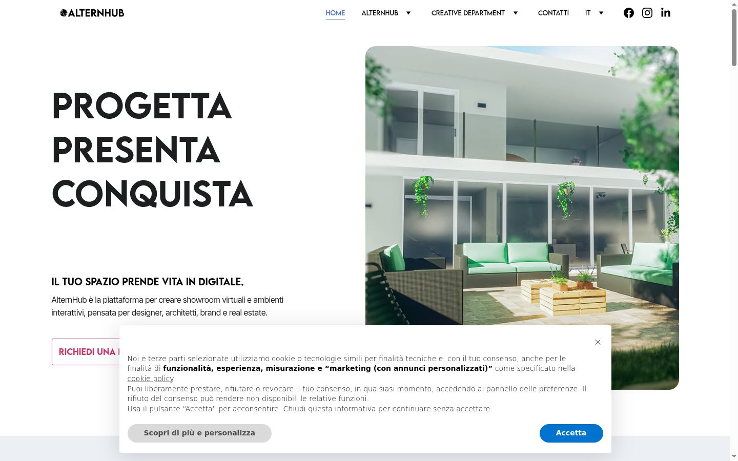 Skärmbild av samtyckesbannern som visades före någon interaktion