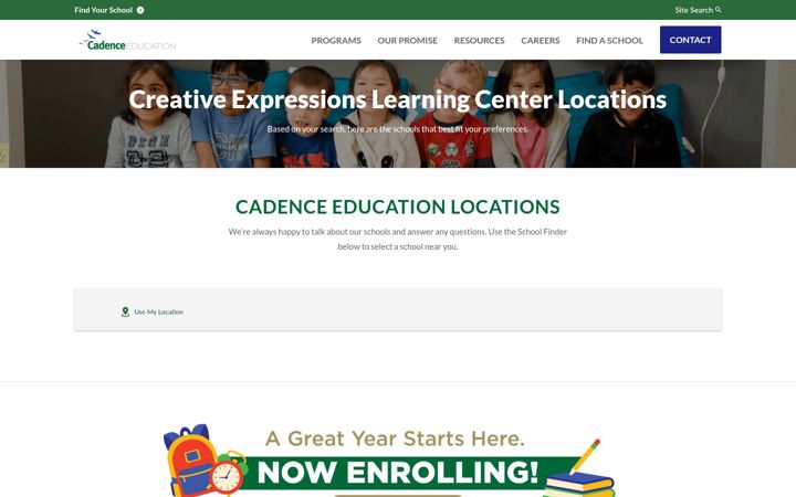 Screenshot of creativeexpressionslearningcenter.com