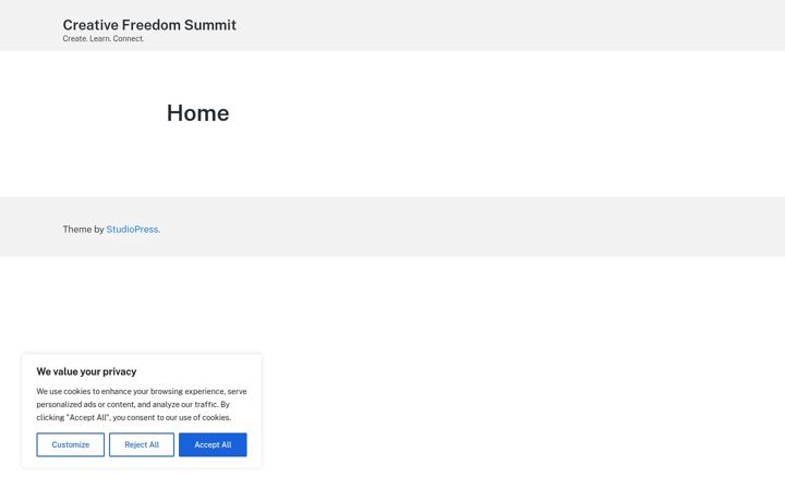 Screenshot of creativefreedomsummit.com