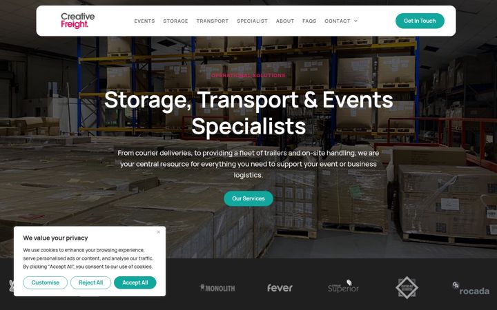 Screenshot von creativefreight.co.uk