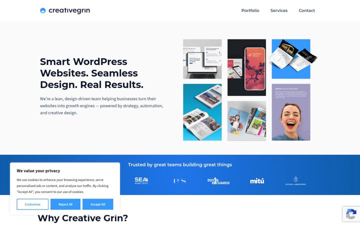 Screenshot of creativegrin.com