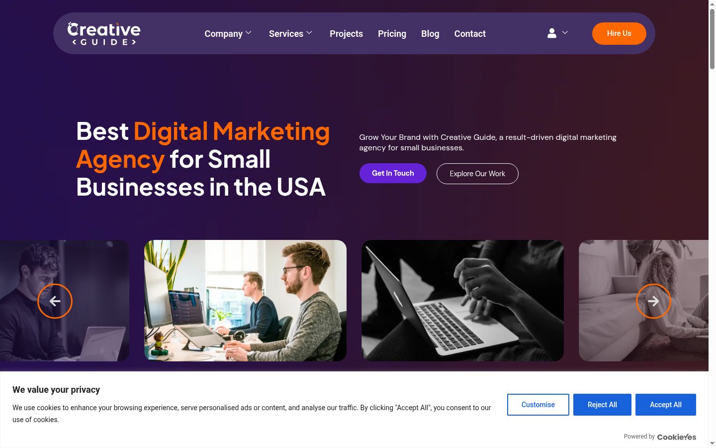 Screenshot of the consent banner shown before any interaction